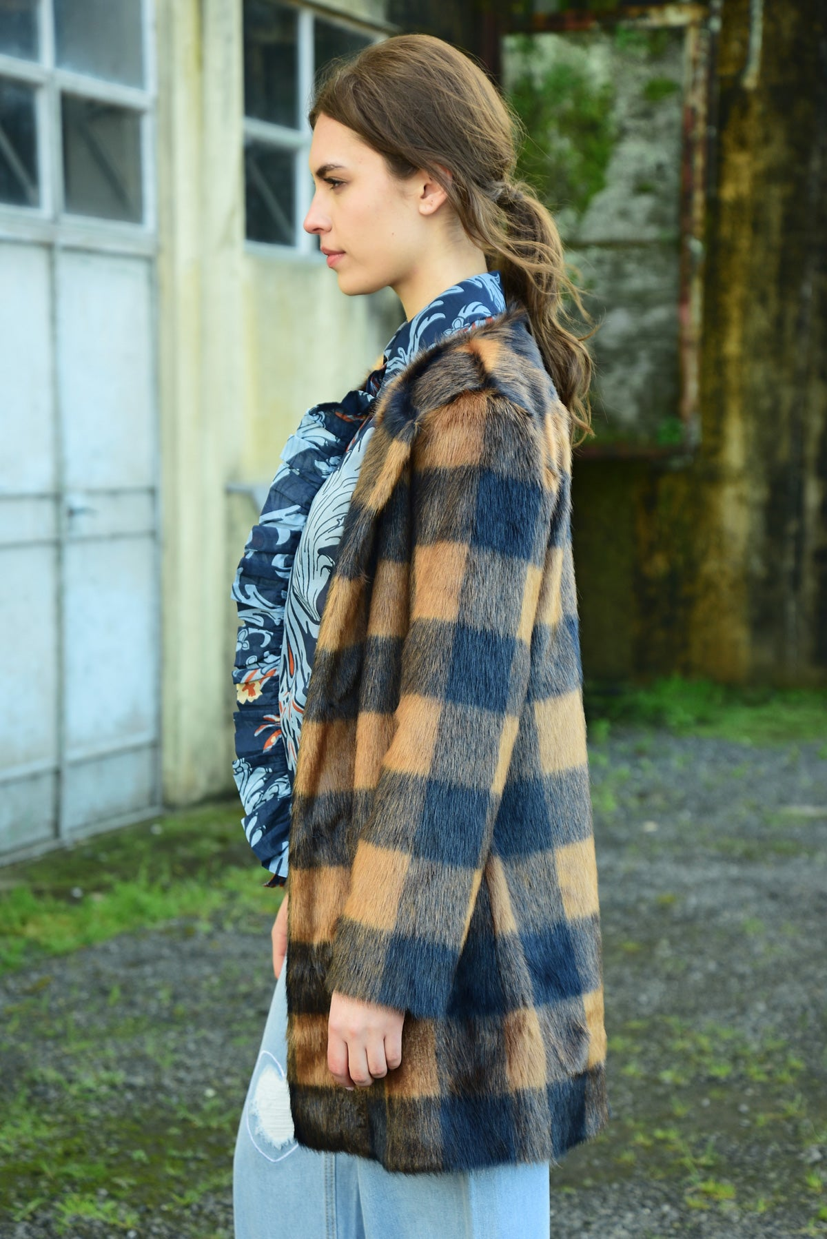 Coop Longing Fur You Coat - Navy Check