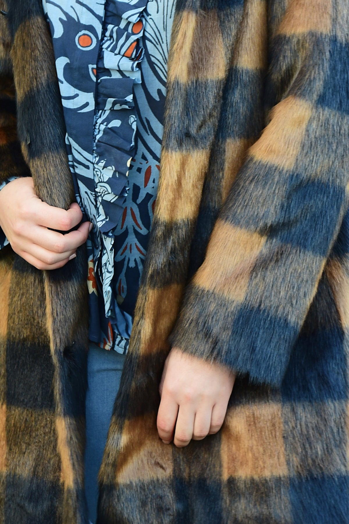 Coop Longing Fur You Coat - Navy Check