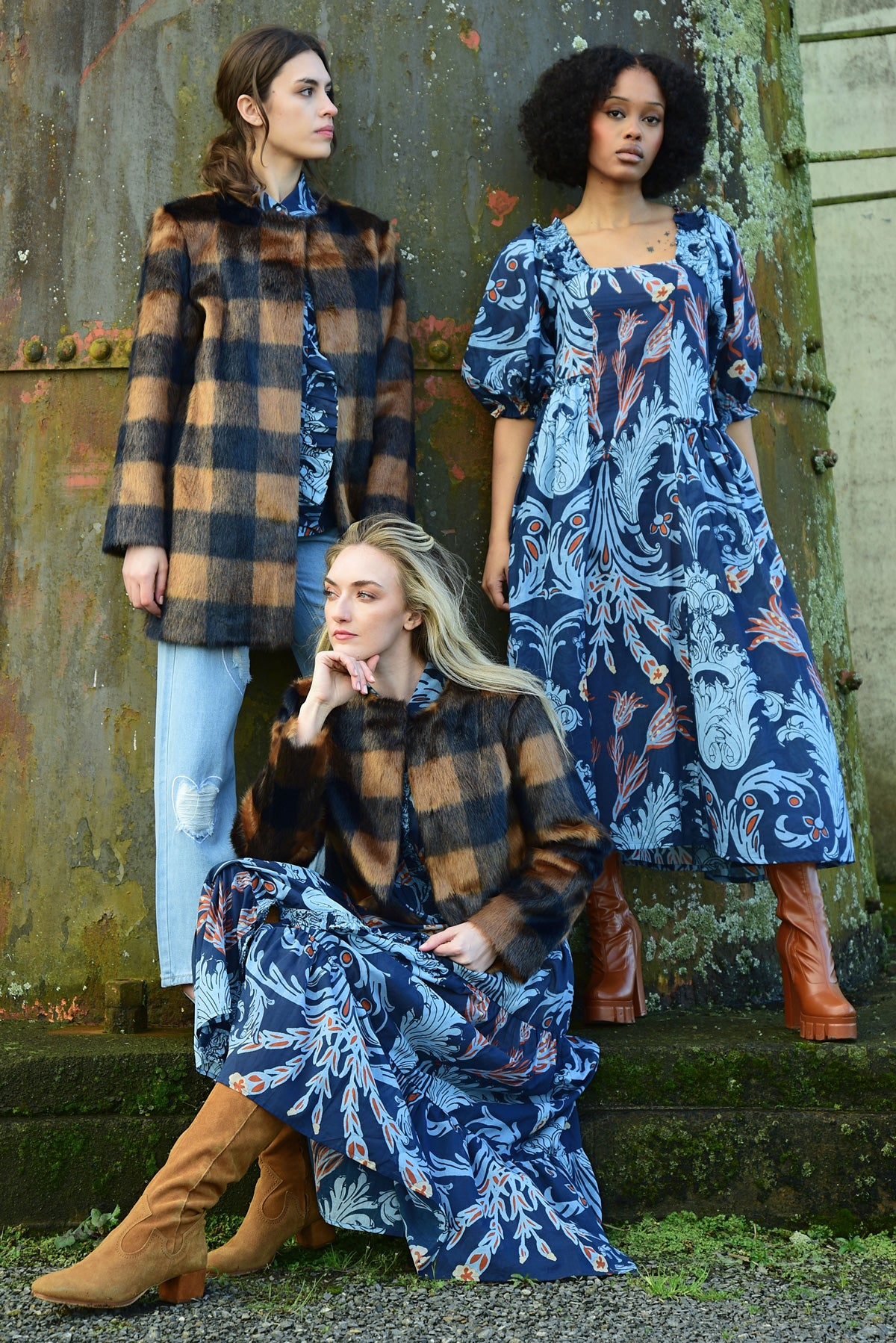Coop Longing Fur You Coat - Navy Check