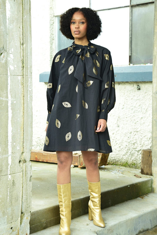 Coop Never Let Me Bow Tunic - Black/Gold