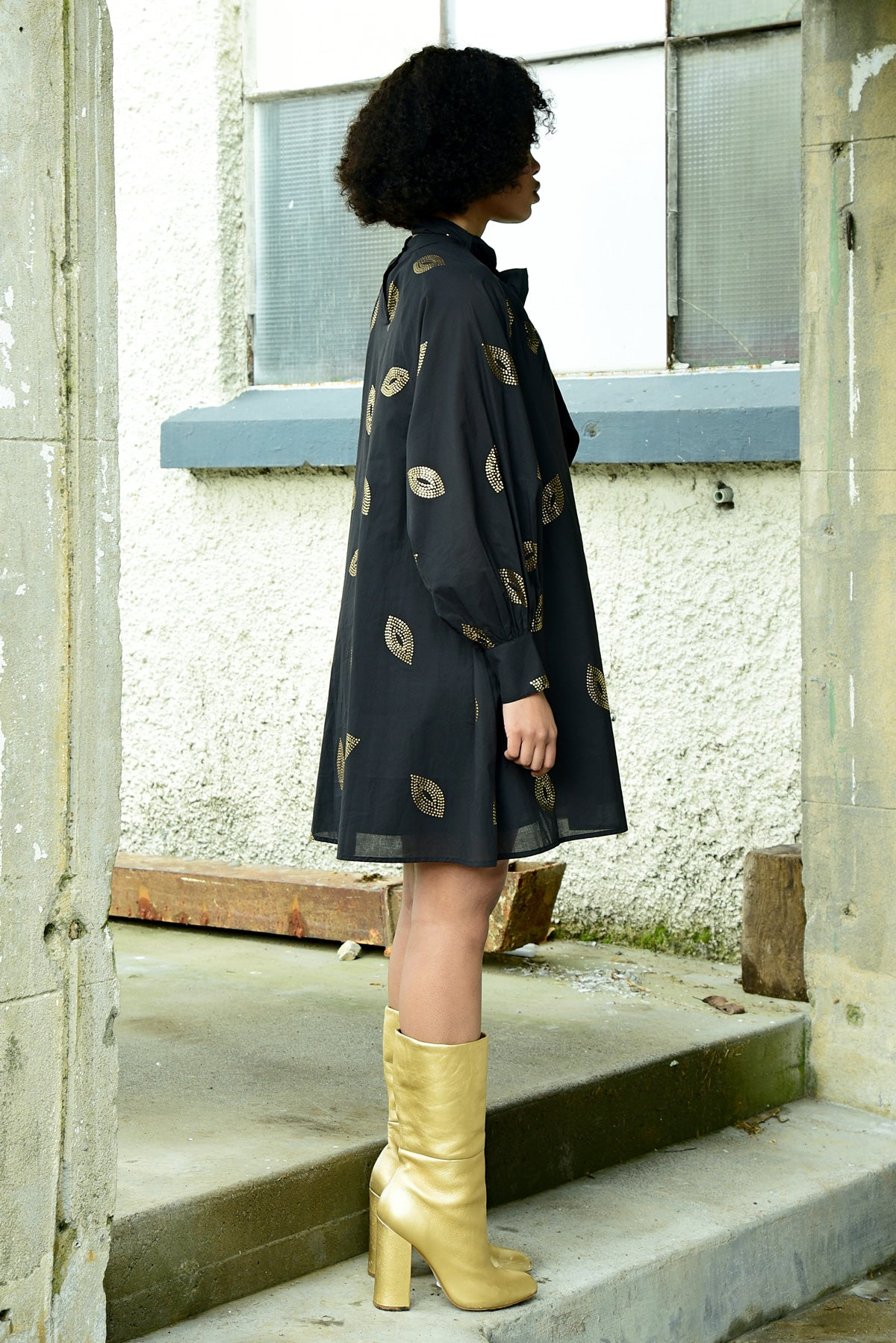 Coop Never Let Me Bow Tunic - Black/Gold