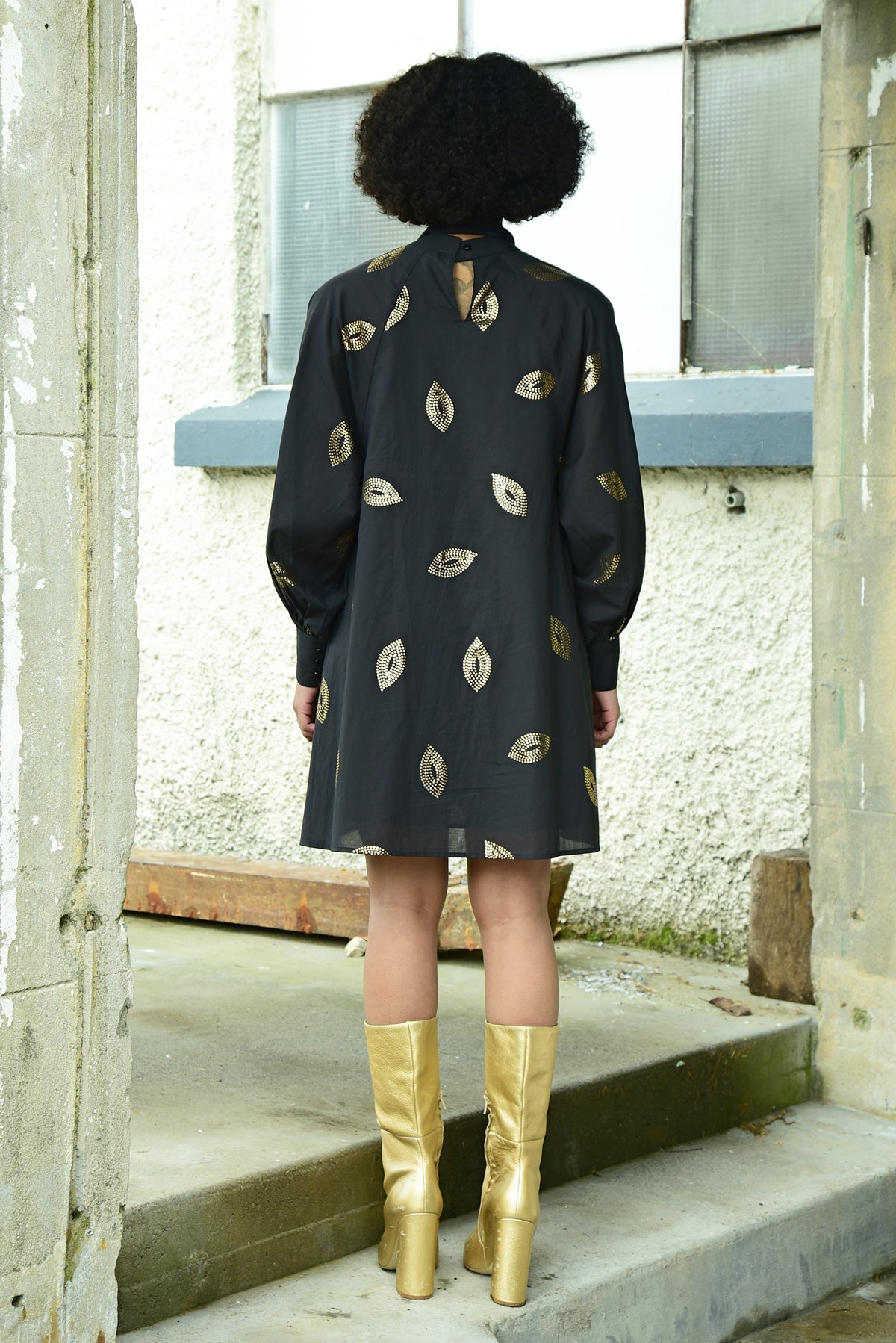 Coop Never Let Me Bow Tunic - Black/Gold