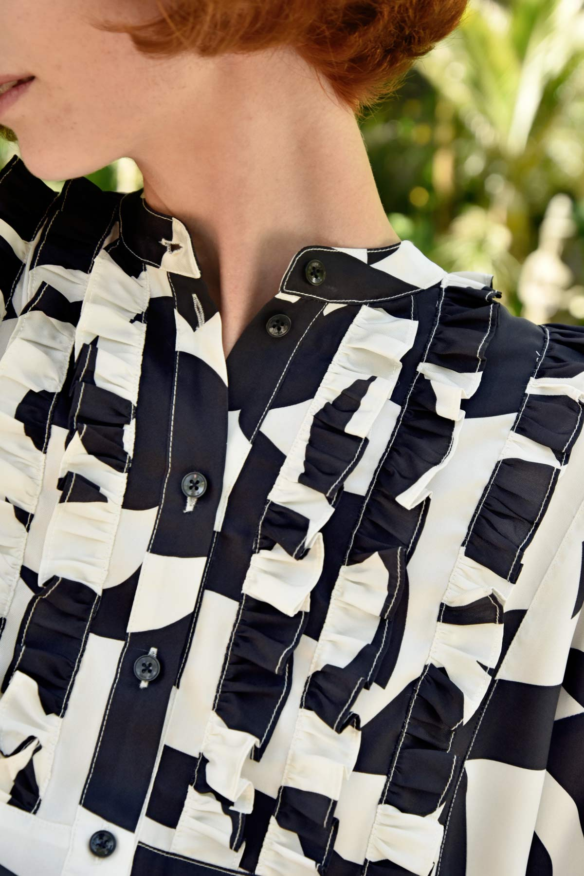 Coop Shuffle & Ruffle Shirt - Black & Cream
