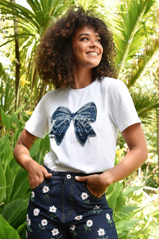 Coop Simply Bowtiful T-Shirt - White & Denim