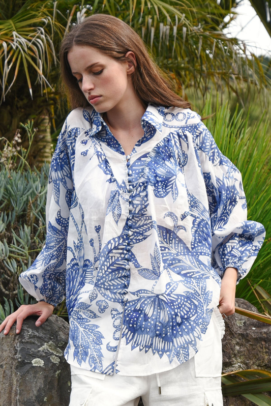 Coop Belle of the Billow Blouse - Blue & White