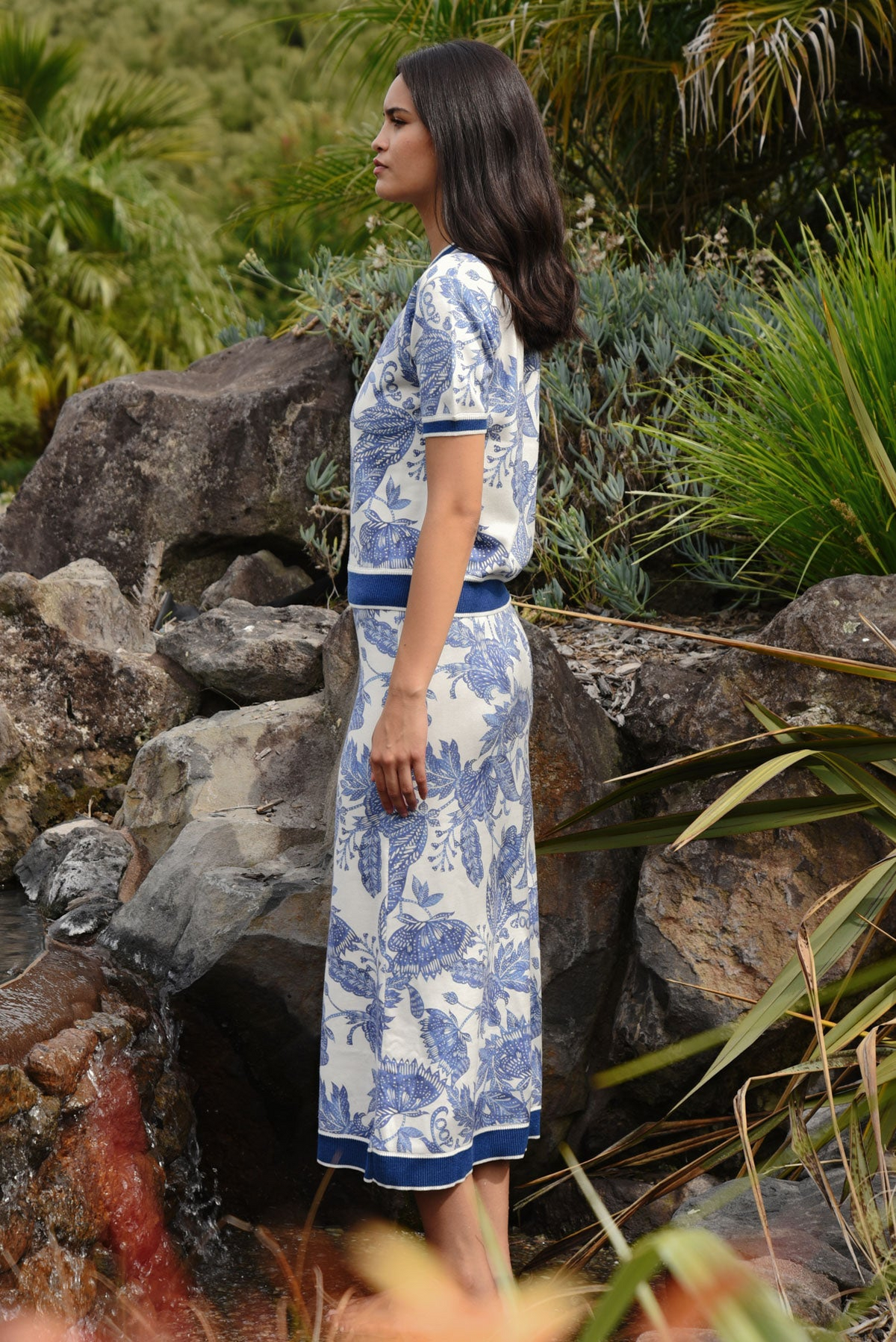 Coop Bleu Print Skirt - Blue & White