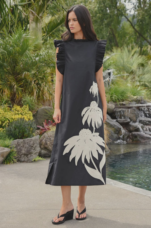 Coop Three-mendous Blooms Dress - Black & Cream