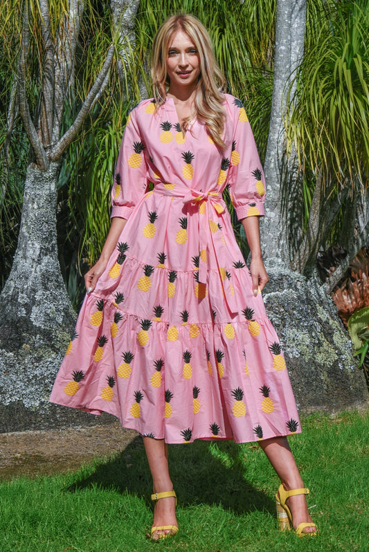 Coop Pineapple Palms Dress - Pink
