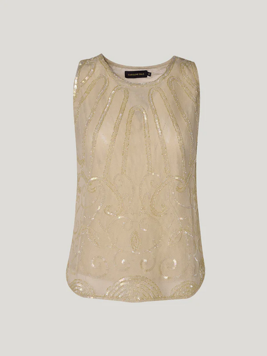 Caroline Sills Colette Sequin Cami - Champagne