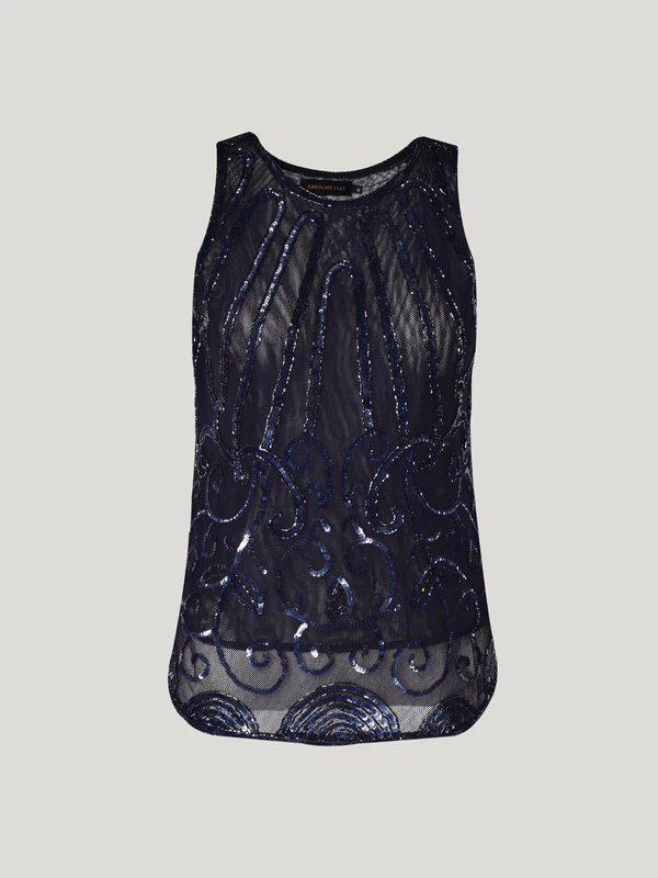 Caroline Sills Colette Sequin Cami - French Navy