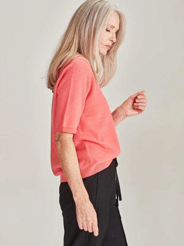 Caroline Sills Oslo Cashmere Tee Flamingo Flying With Birds