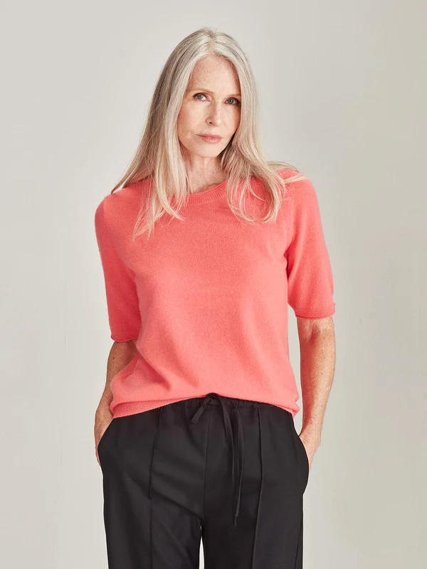 Caroline Sills Oslo Cashmere Tee - Flamingo