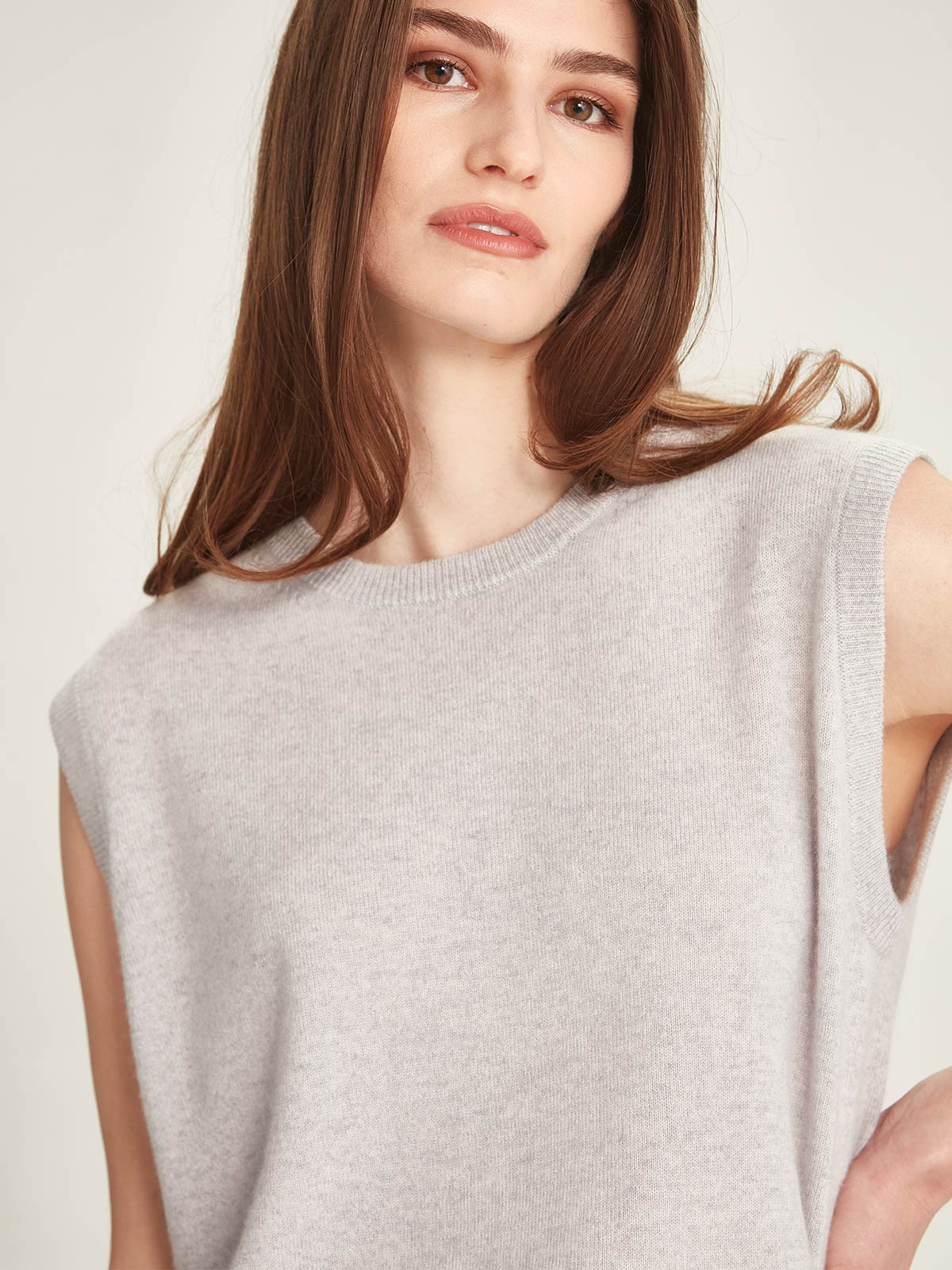 Caroline Sills Juno Cashmere Tank - Glass Grey