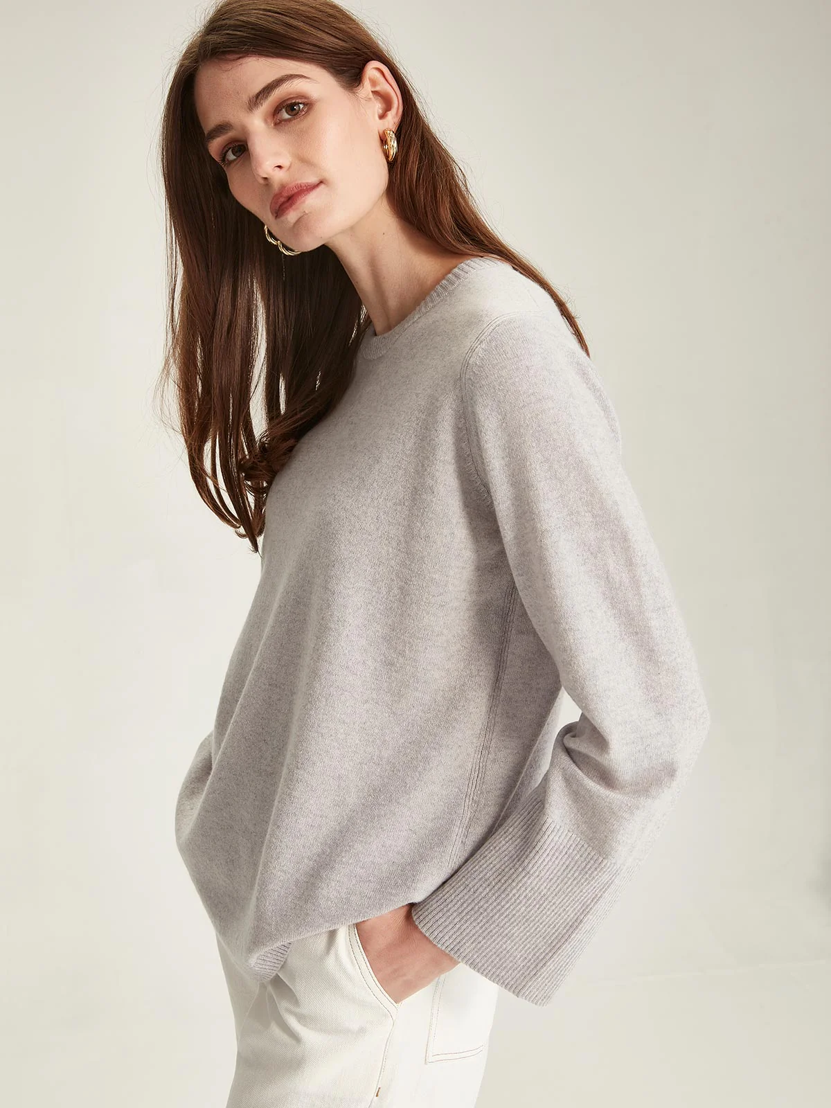 Caroline Sills Piper Cashmere Sweater - Glass Grey