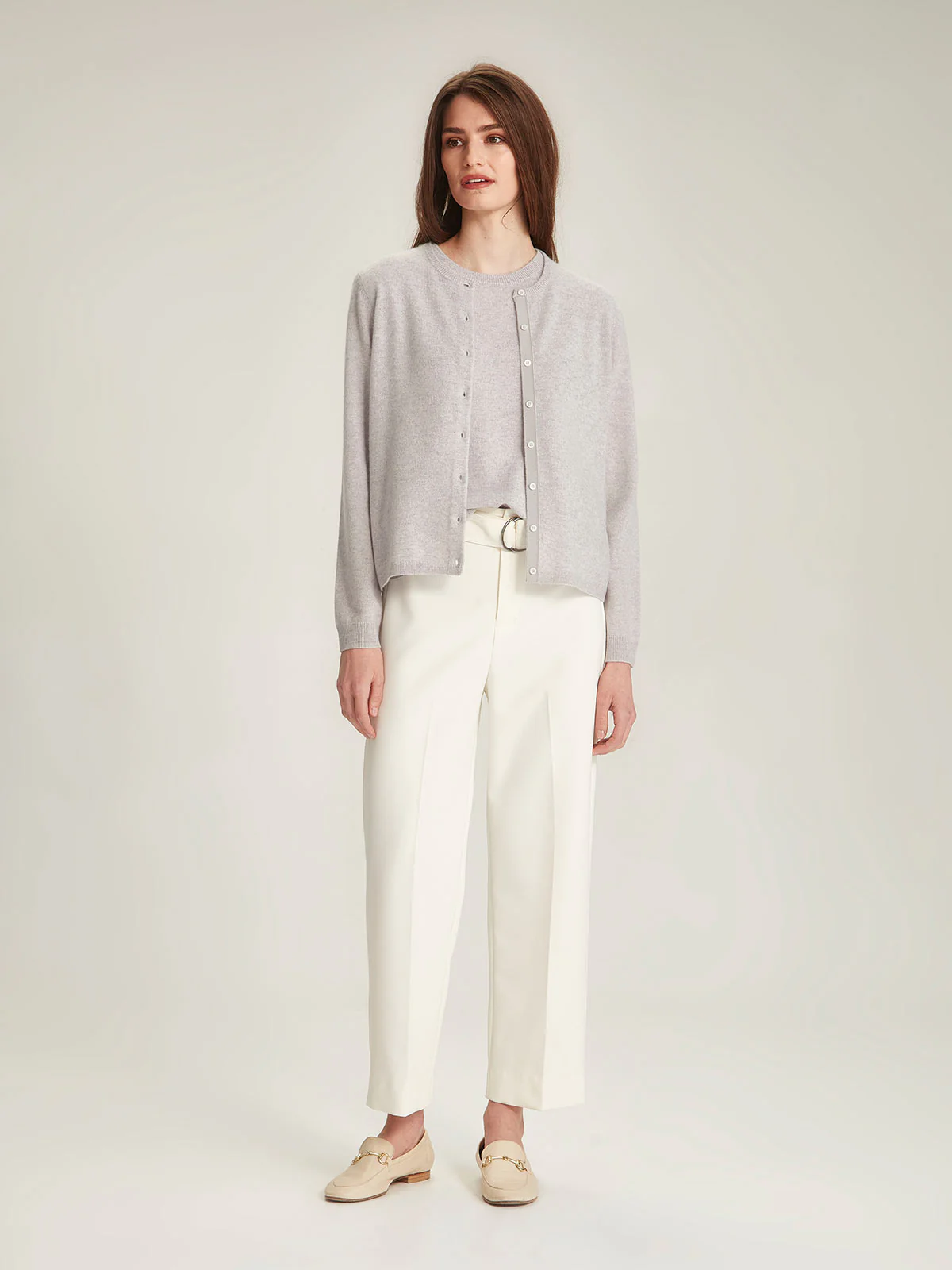 Caroline Sills Ella Cashmere Cardigan - Glass Grey