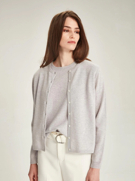 Caroline Sills Ella Cashmere Cardigan - Glass Grey