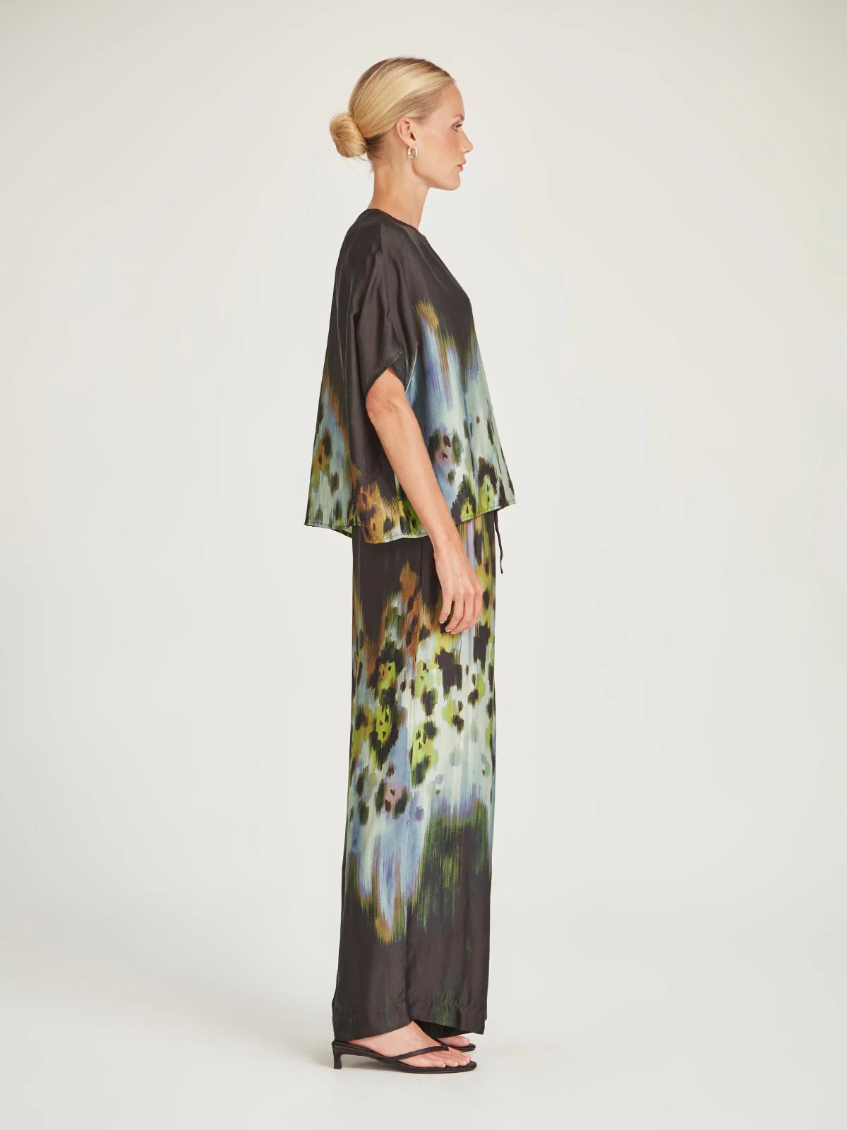 Caroline Sills Atlanta Print Top - Mint/Hazy Blue