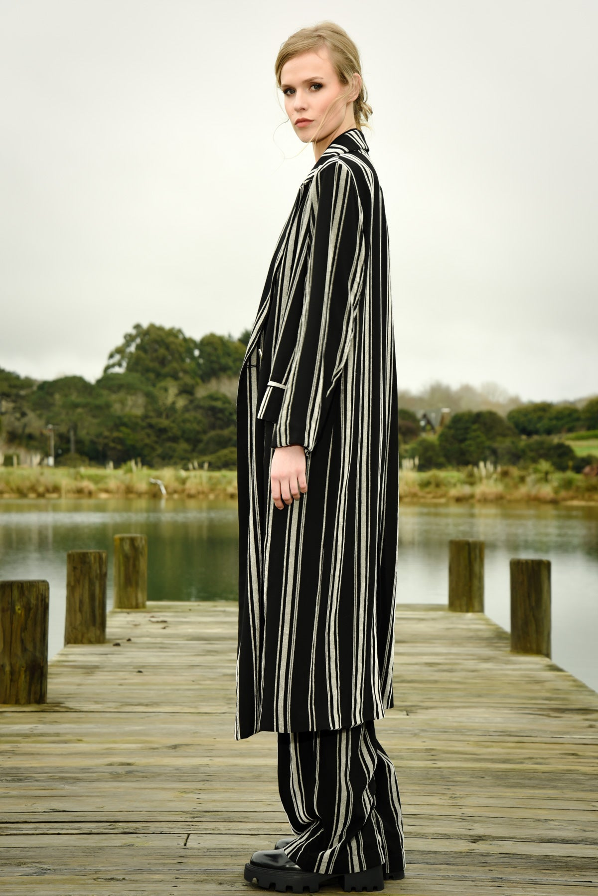 Curate Long Night Coat - Stripe