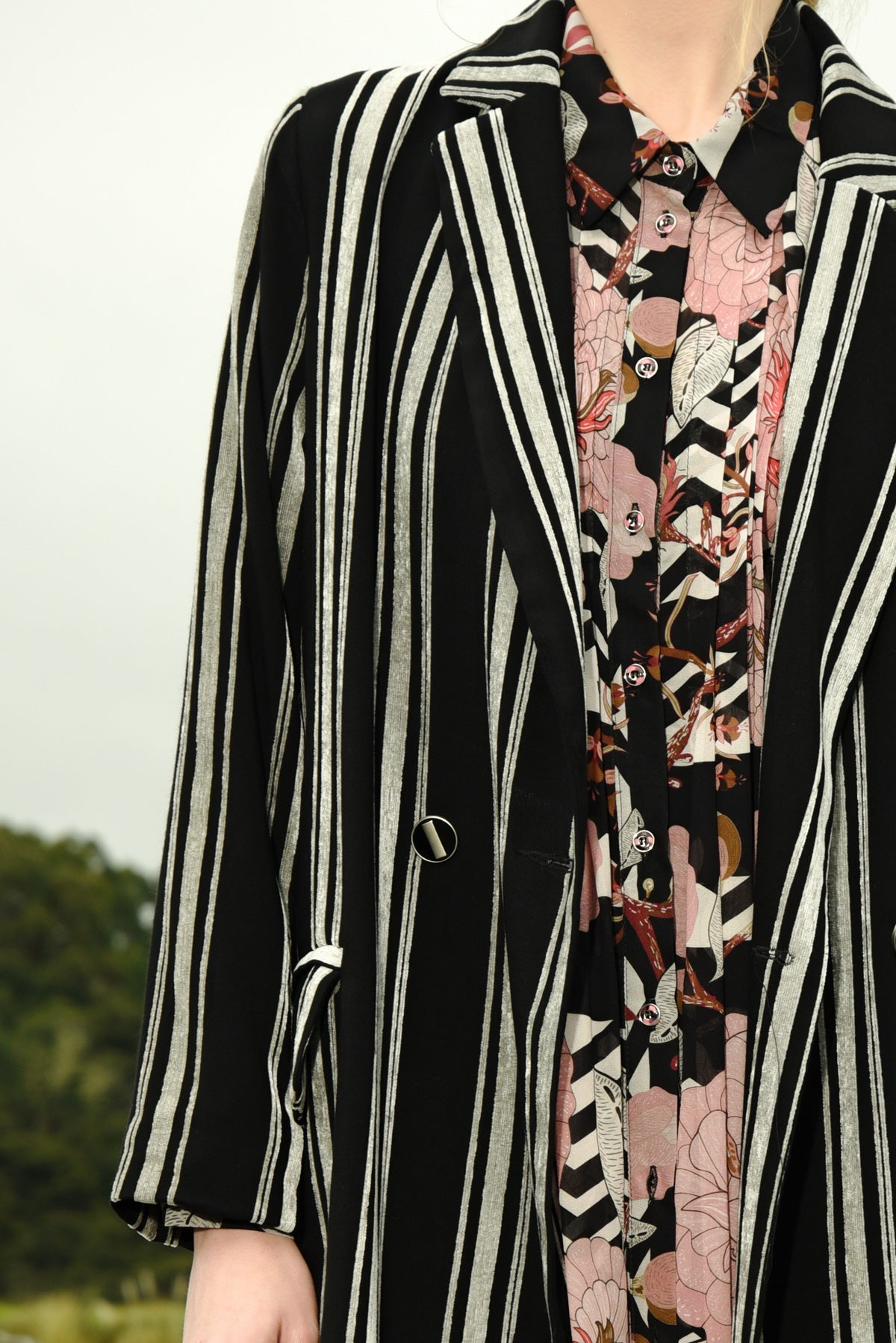 Curate Long Night Coat - Stripe