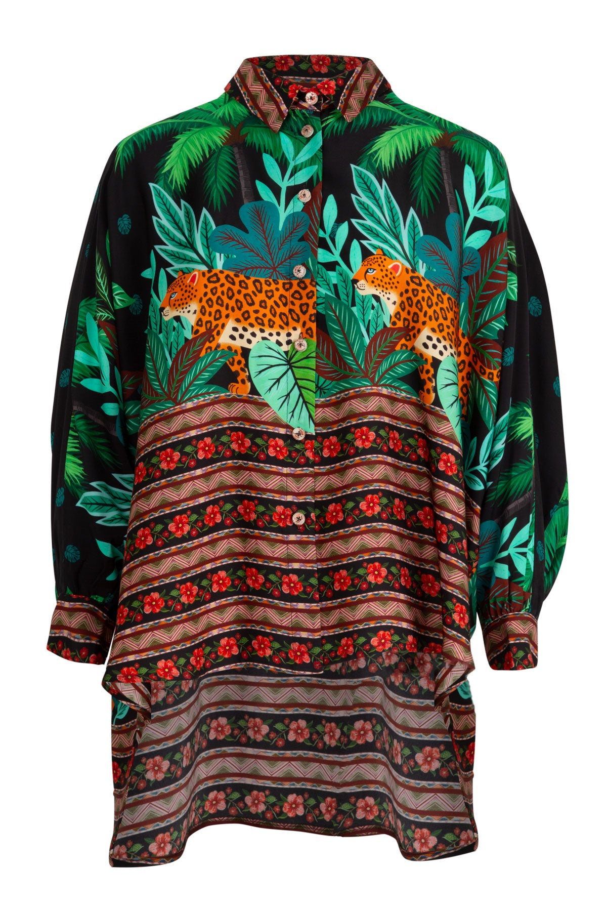 Curate Behind Her Back Shirt - Leopard Stripe