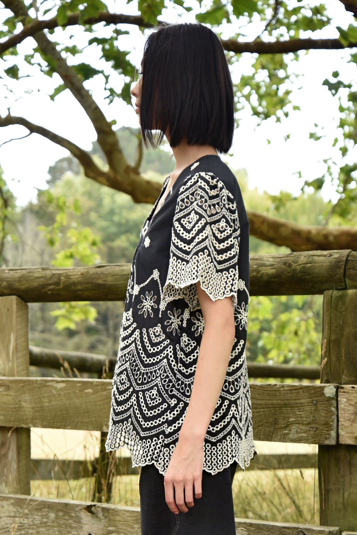 Curate Me + U Top - Black Embroidery