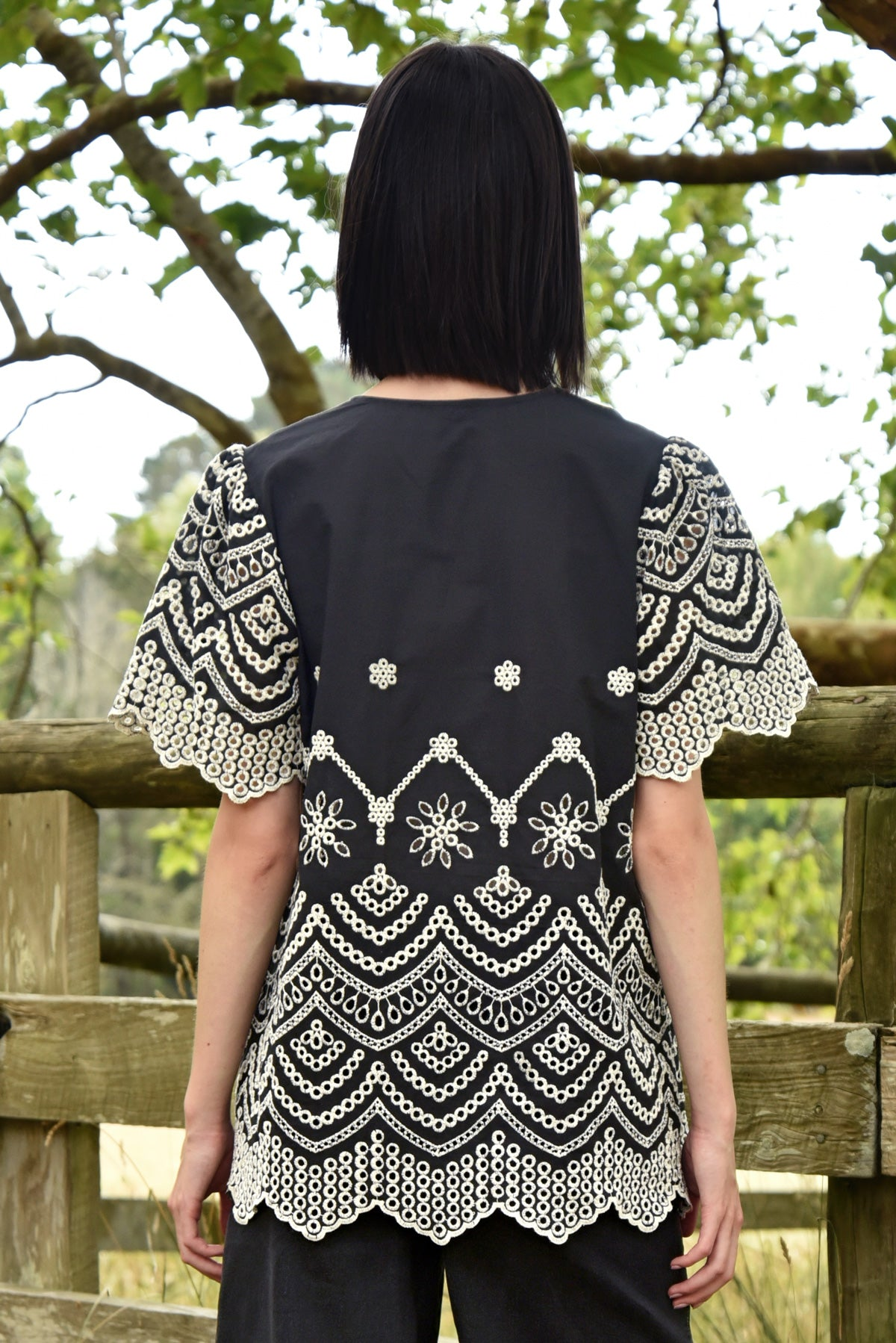 Curate Me + U Top - Black Embroidery