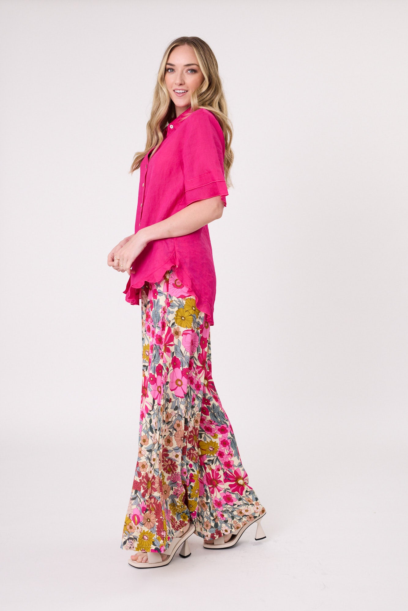 Lemon Tree Camilla Linen Top - Fuchsia