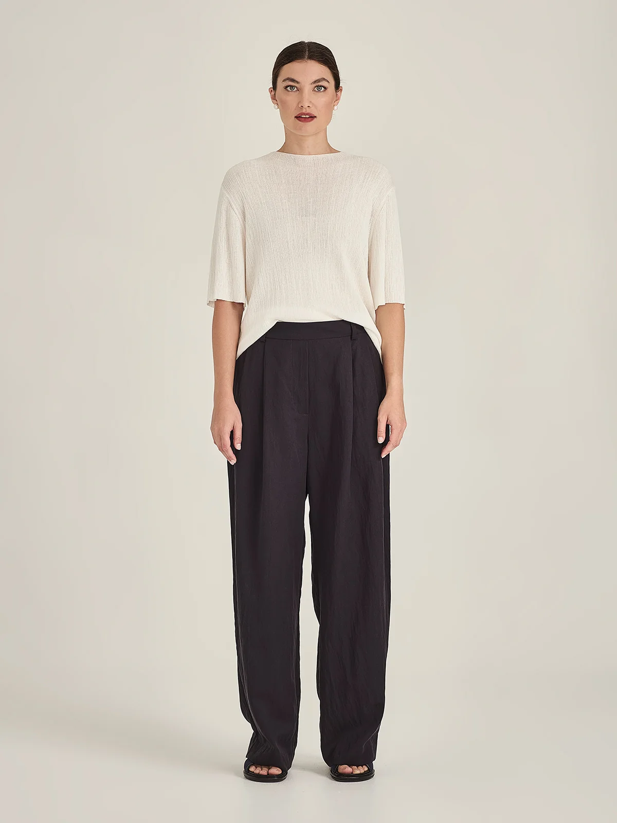 Sills Crinkle Knit Tee - Ivory