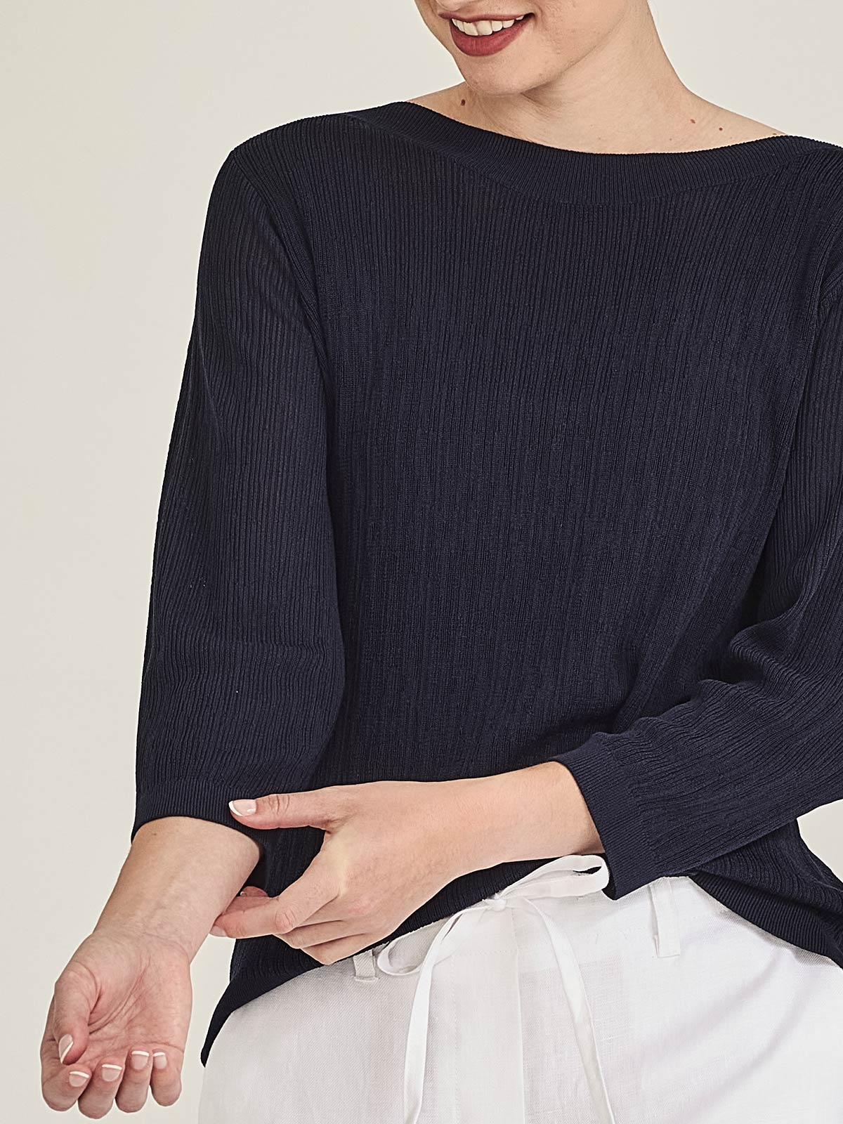 Sills Crinkle Boatneck - French Navy