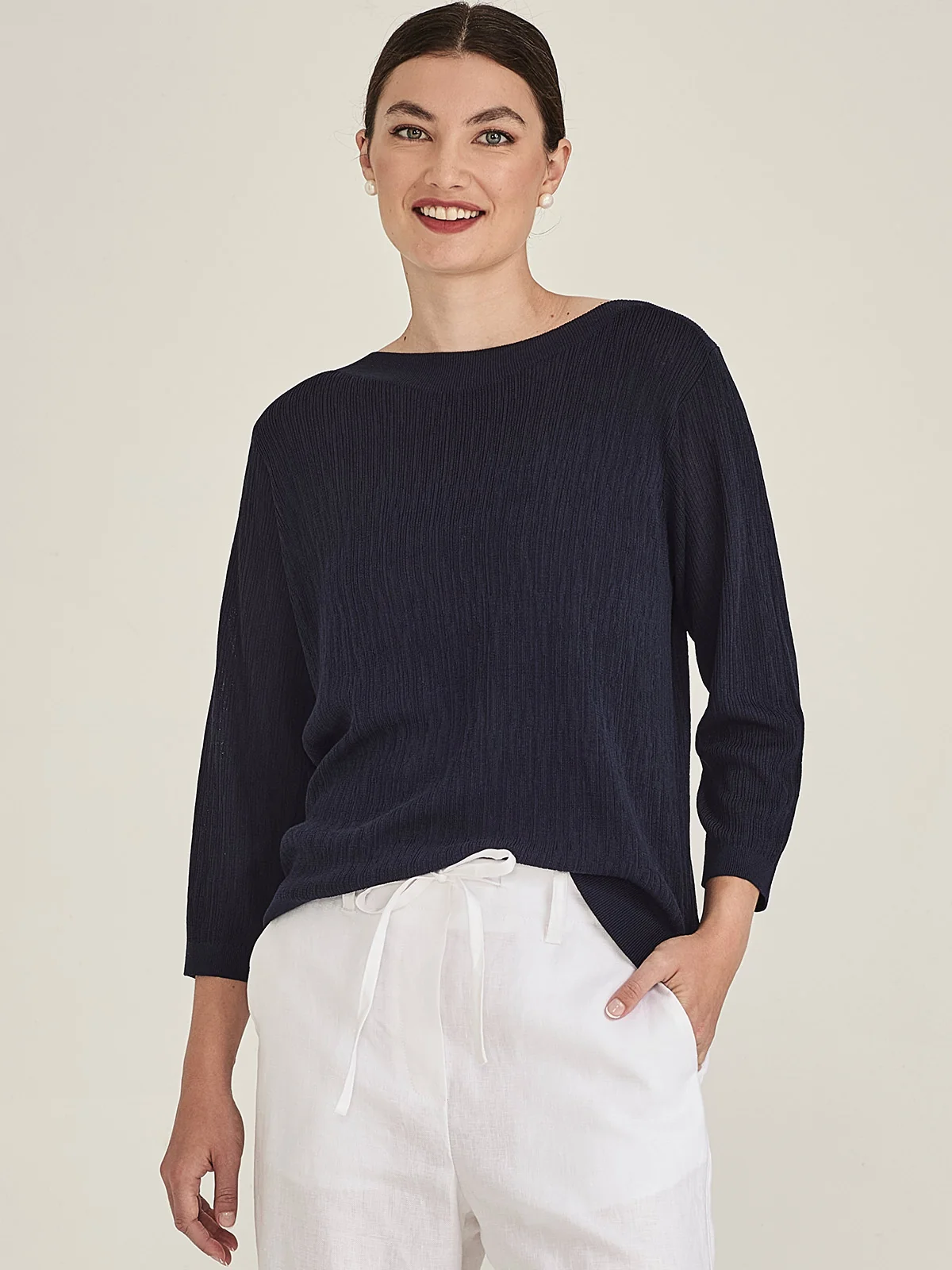 Sills Crinkle Boatneck - French Navy