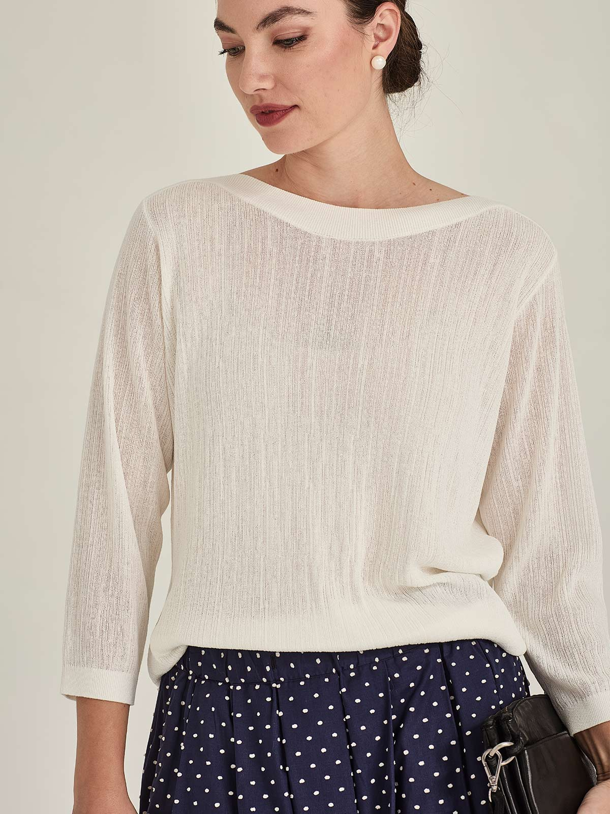 Sills Crinkle Boatneck - Ivory