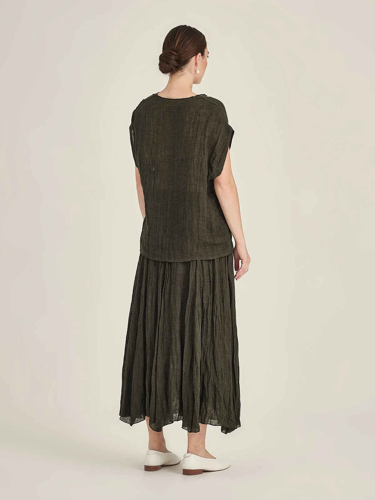 Sills Palmer Linen Top - Khaki