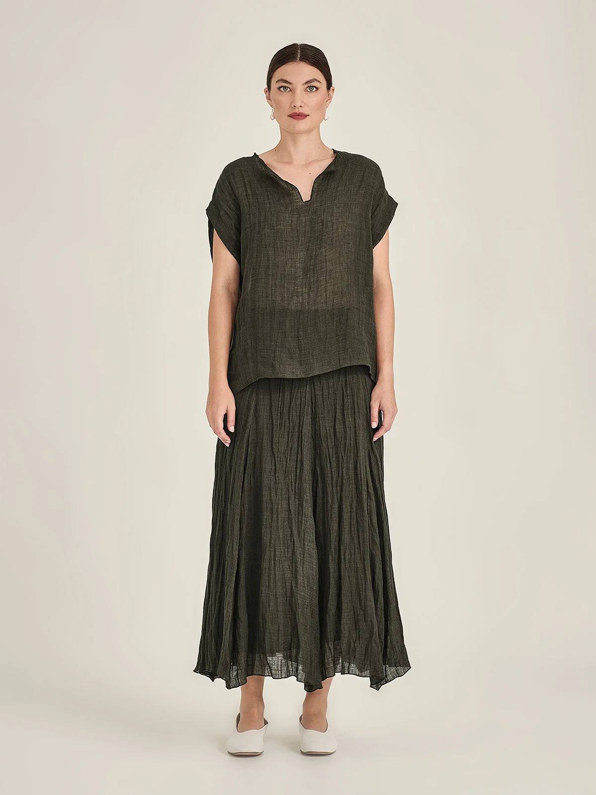 Sills Palmer Linen Top - Khaki