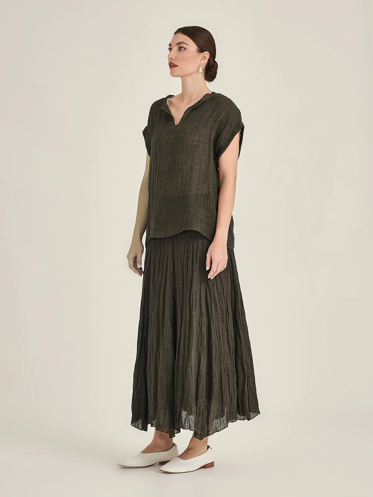 Sills Palmer Linen Top - Khaki