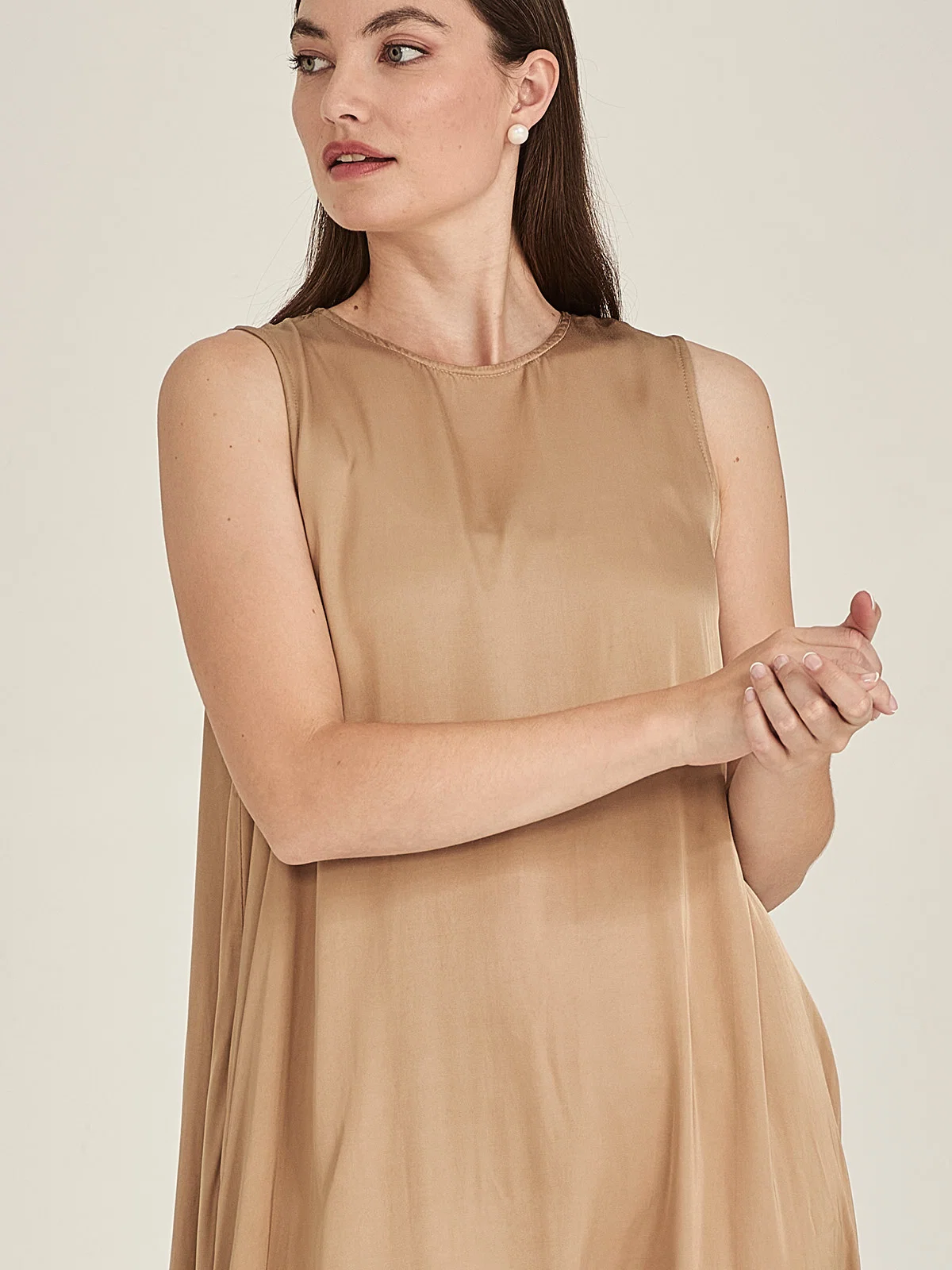 Sills Dakota Satin Dress - Latte
