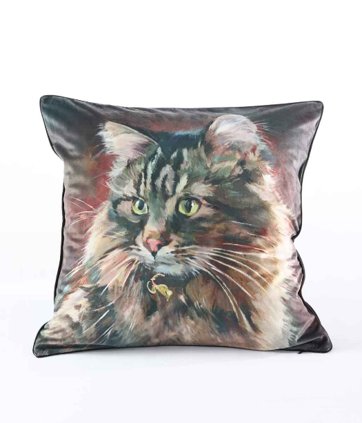 MM Linen Pawtraits Cat n Mouse Cushion