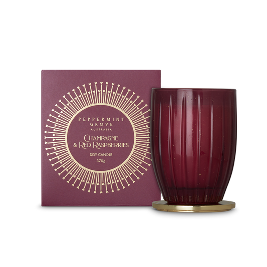 Peppermint Grove Large Candle 370g - Champagne & Red Raspberries