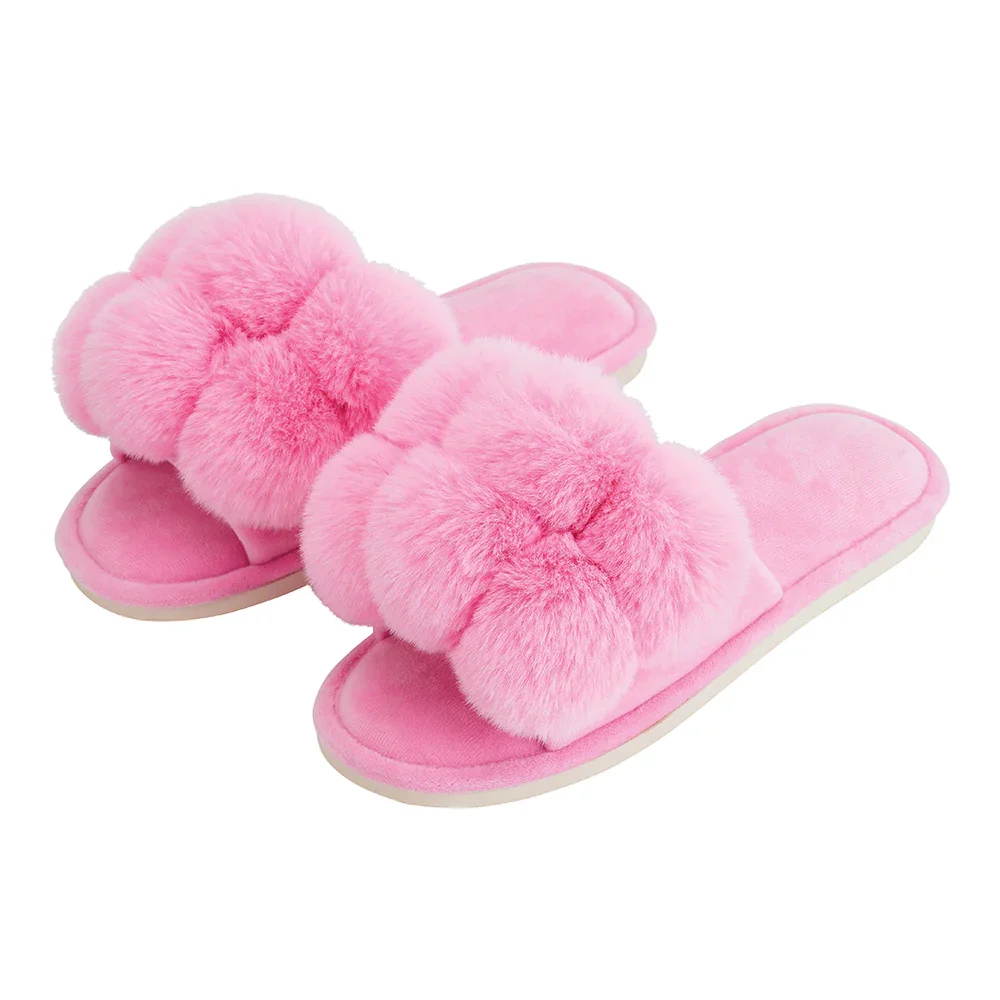 Annabel Trends Cosy Luxe Slippers Pom Pom - Candy