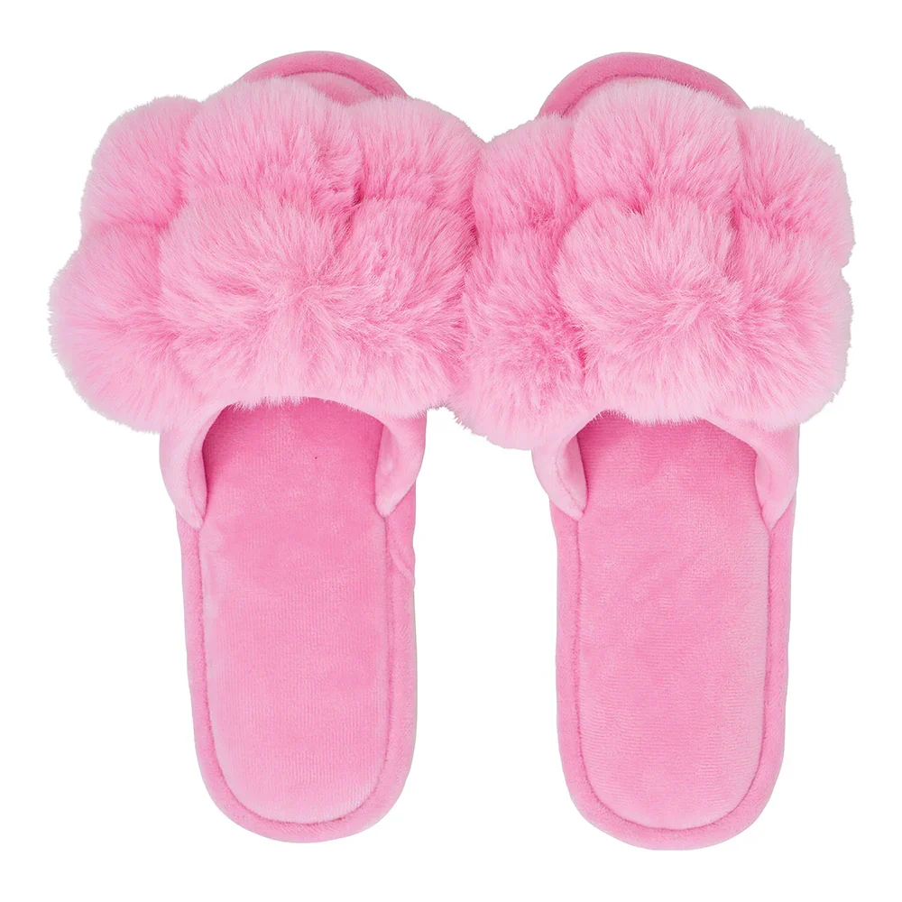Annabel Trends Cosy Luxe Slippers Pom Pom - Candy