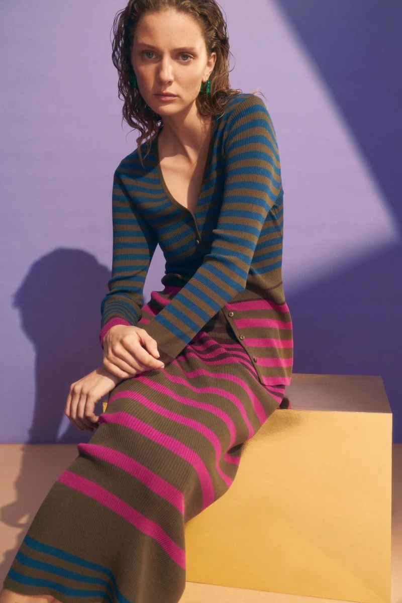 Elk Pinto Knit Skirt - Riga Stripe