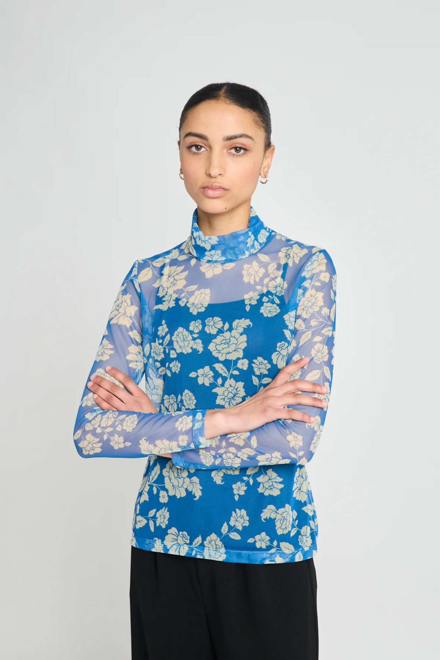 Twenty-Seven Names Rosa Turtleneck Top - Blue Stencil