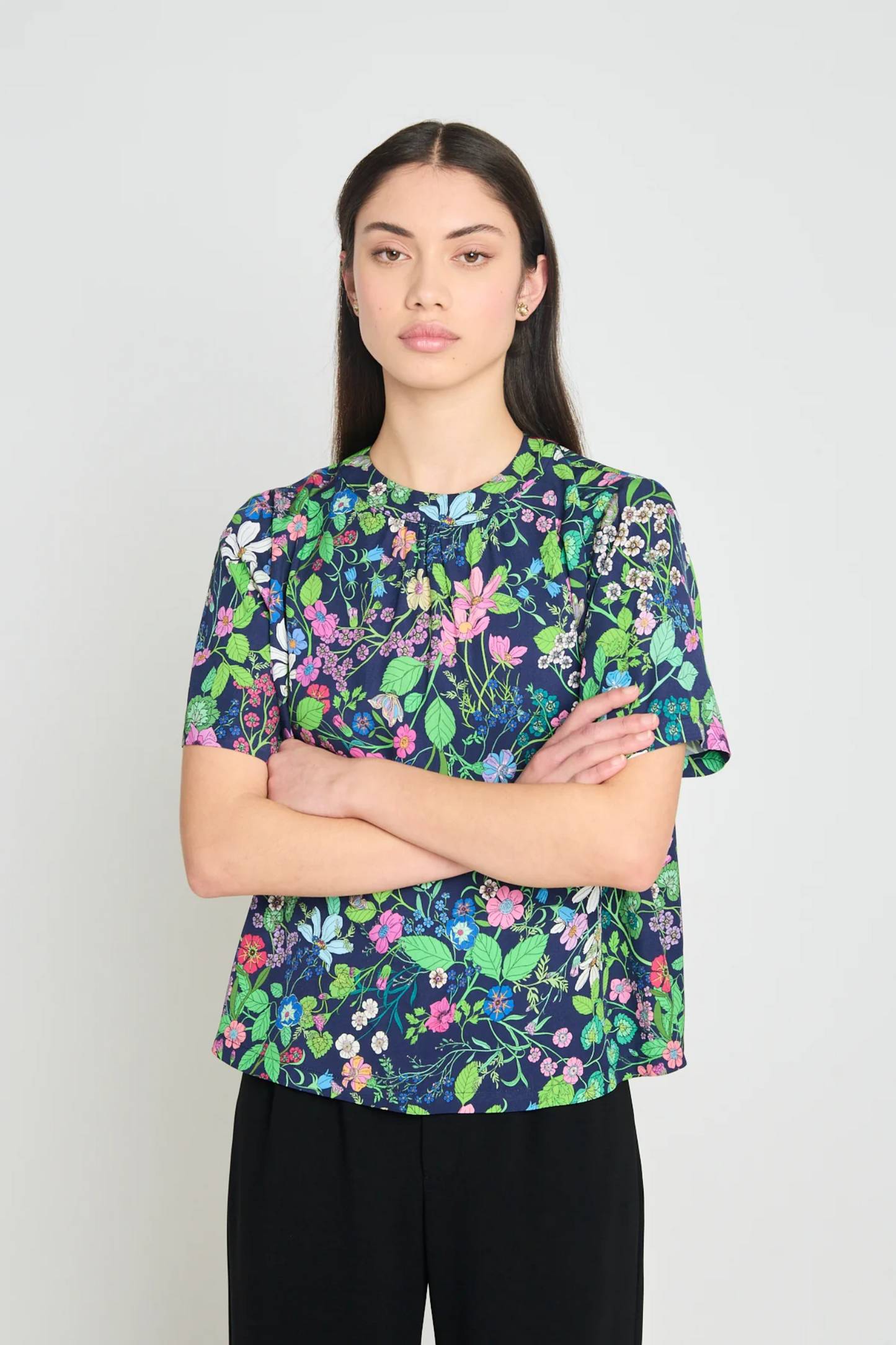 Twenty-Seven Names Onward Tee - Navy Floral