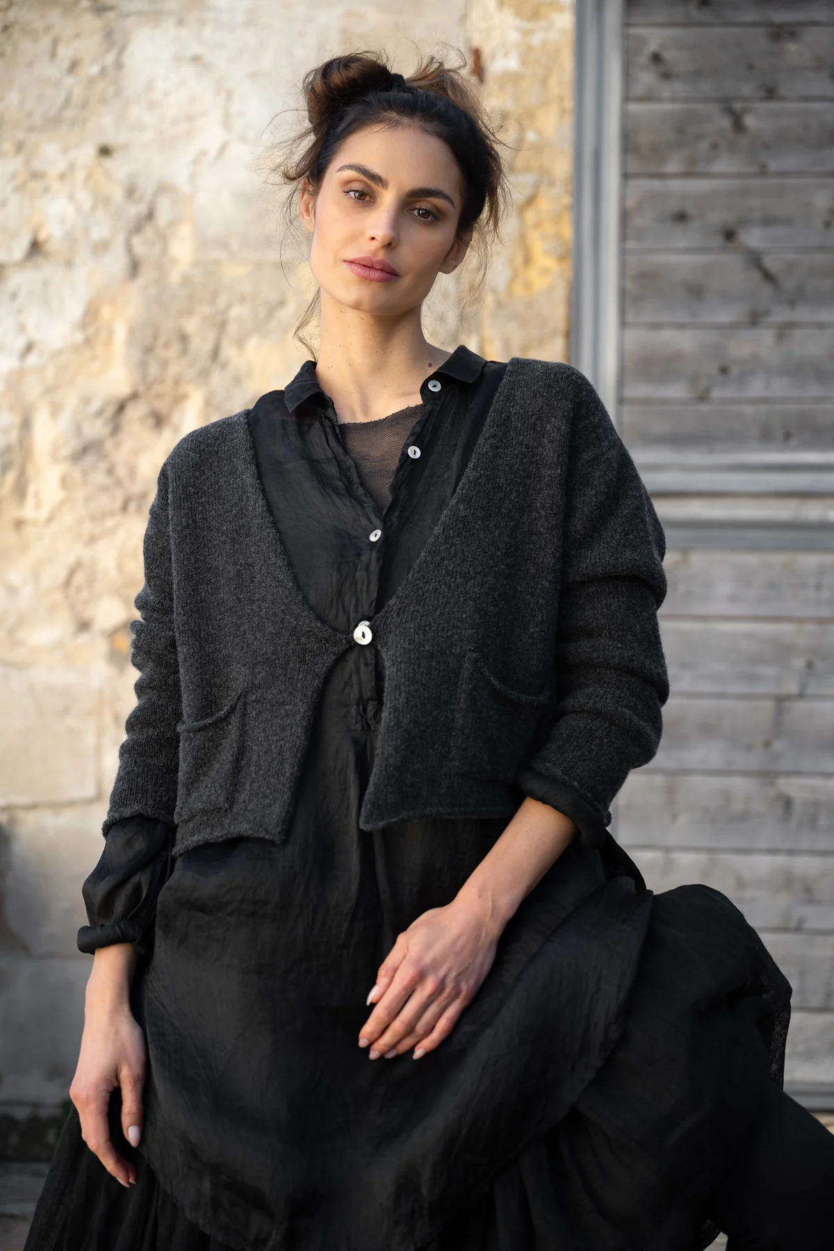 Meg By Design Oliver Wool Cardigan - Black