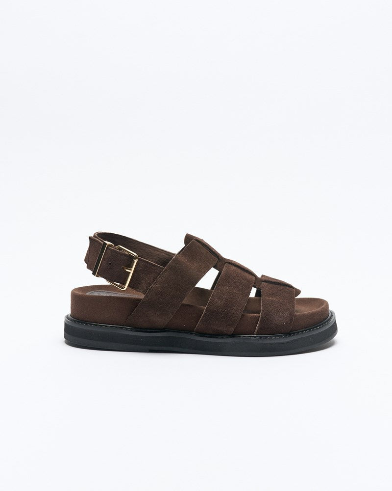 Walnut Dakota Leather Sandal - Chocolate