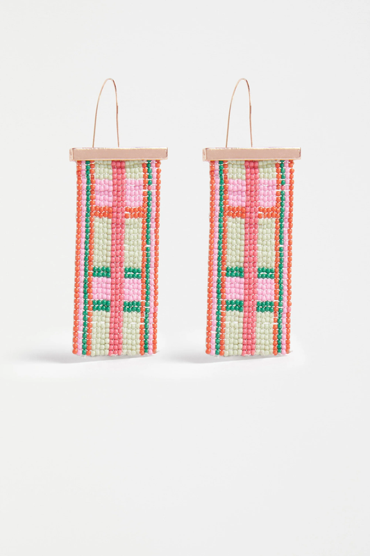 Elk Ivett Large Drop Earrings - Pink Punch Check