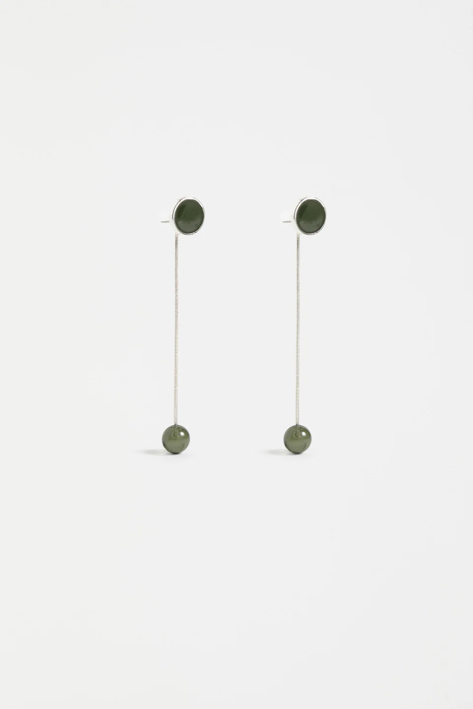 Elk Laspar Long Drop Earring - Dark Olive