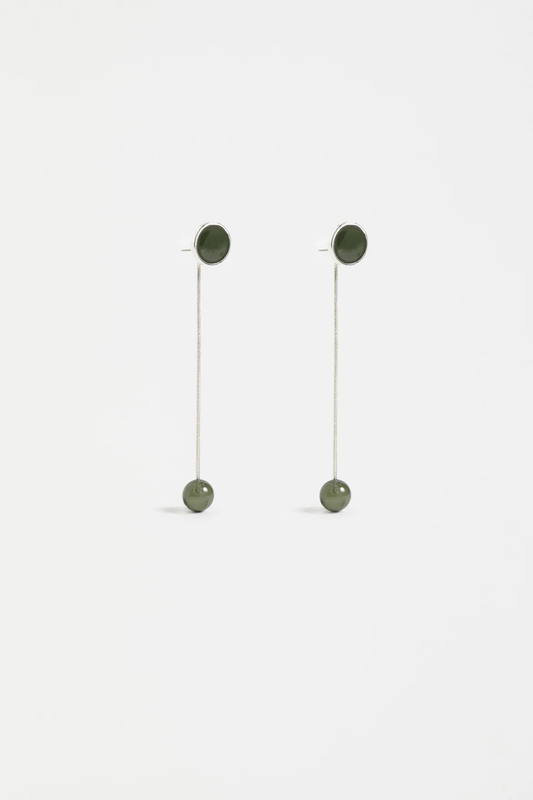 Elk Laspar Long Drop Earring - Dark Olive
