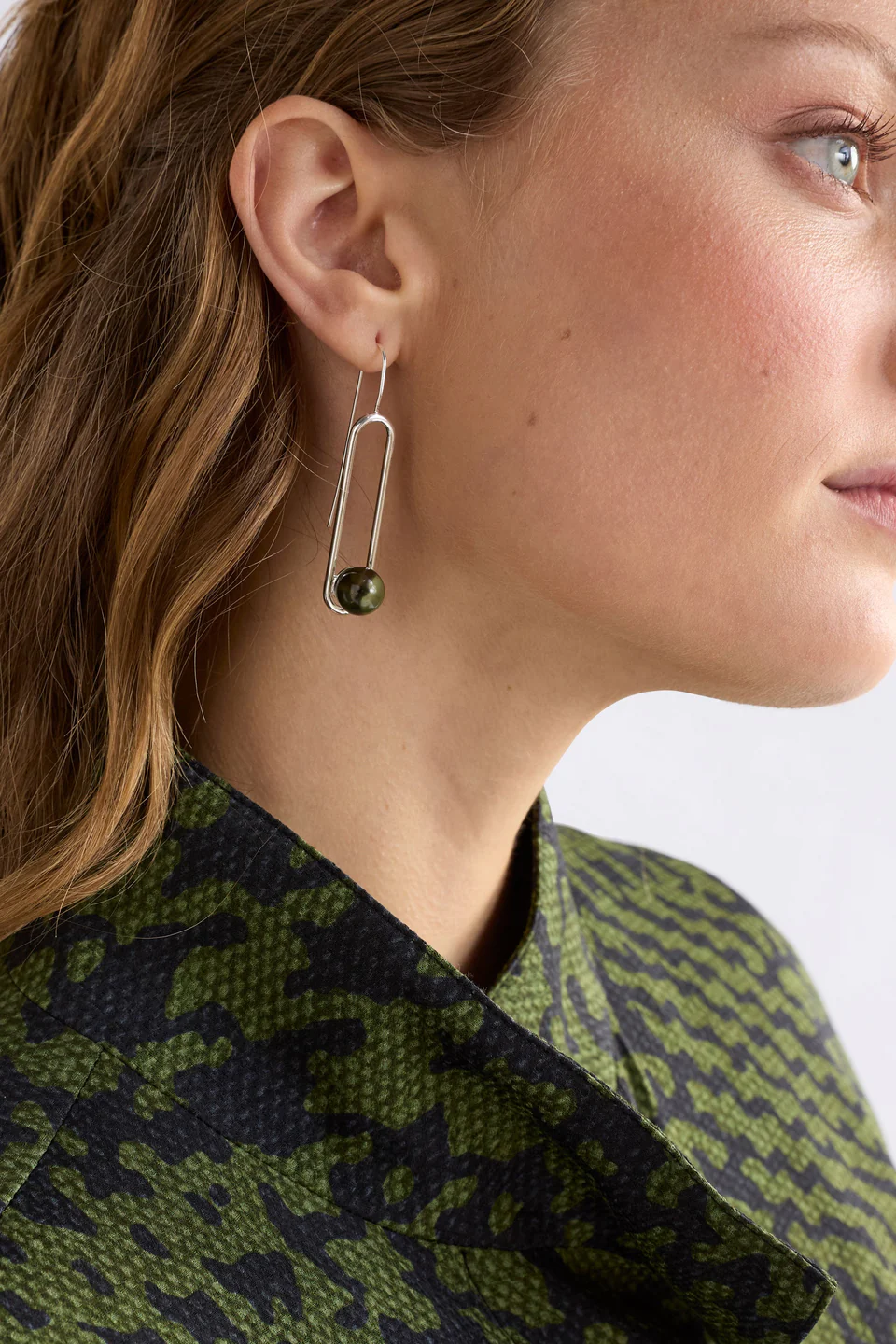Elk Laspar Hook Earring - Dark Olive