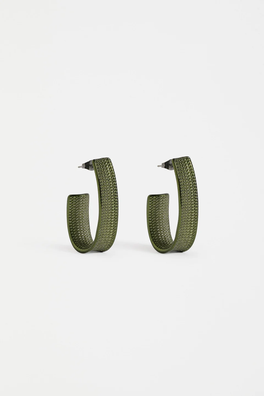 Elk Glynn Large Hoop Earring - Dark Olive