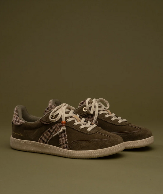 Asfvlt Elite Classic Sneaker - Army/Tan Houndstooth